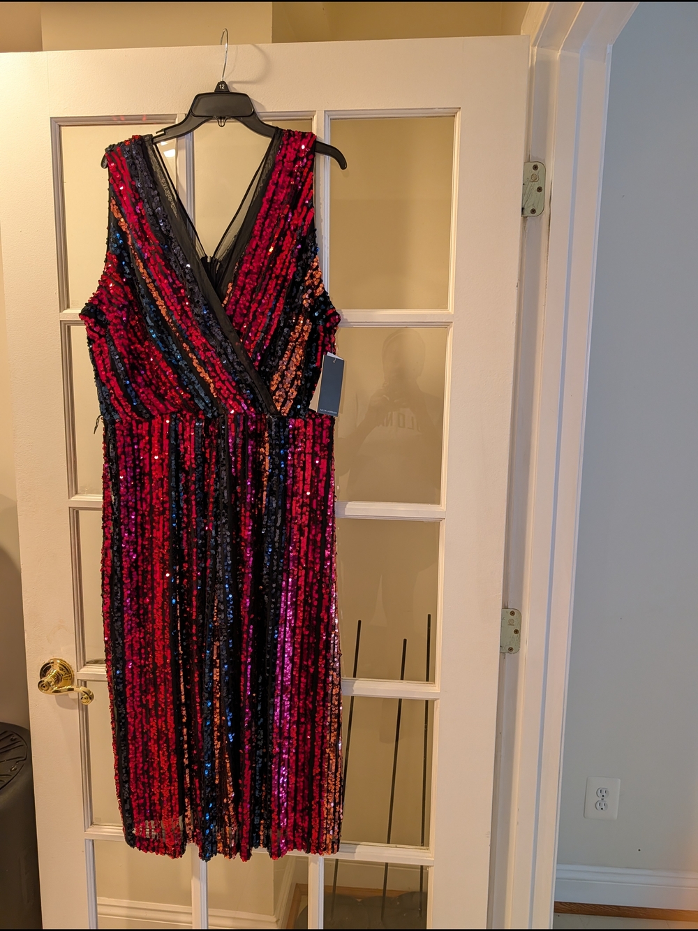 Sequined Multicolor V-Neck Sleeveless Dress